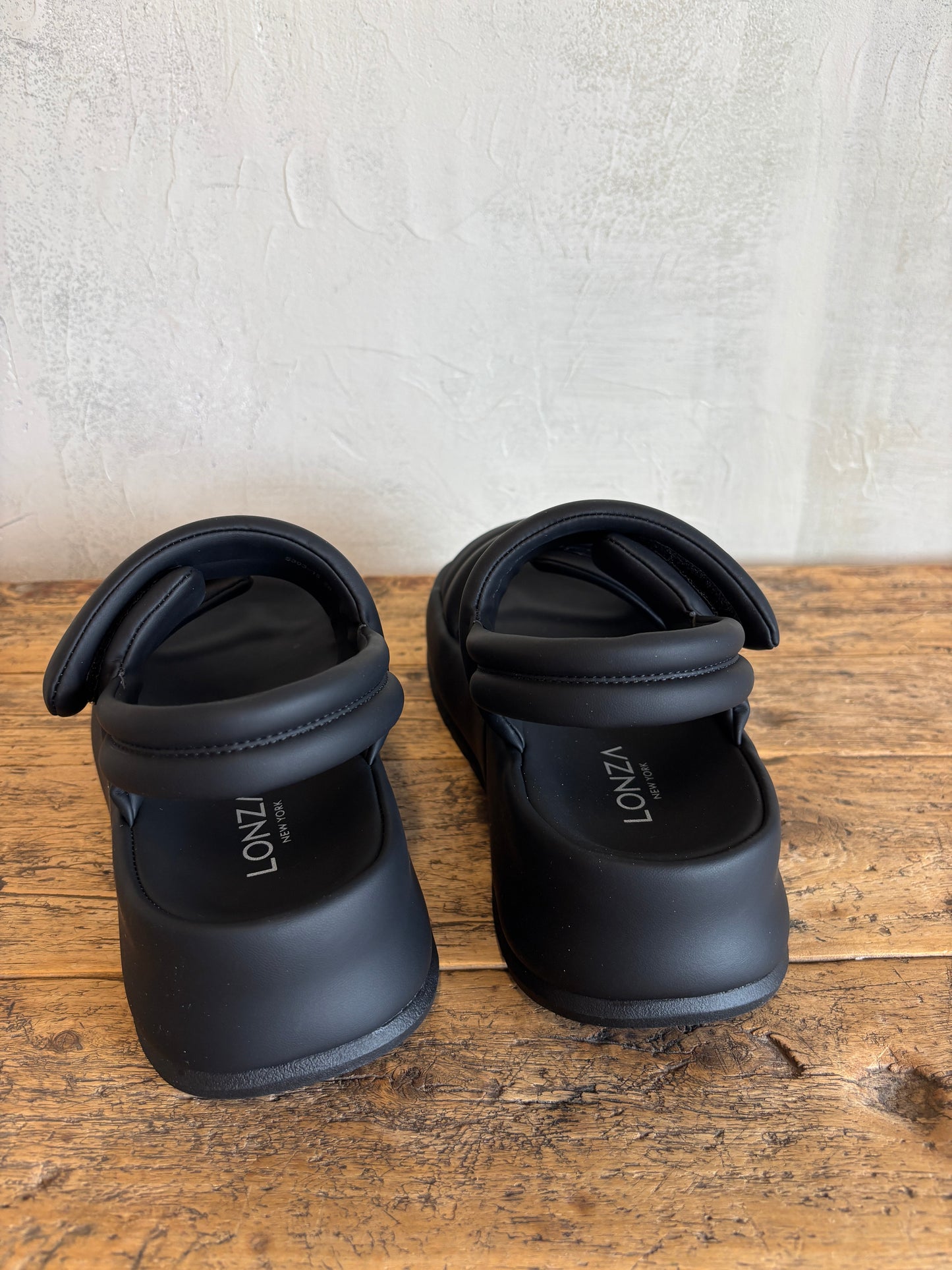 Puffer Sling Back Platform in Black