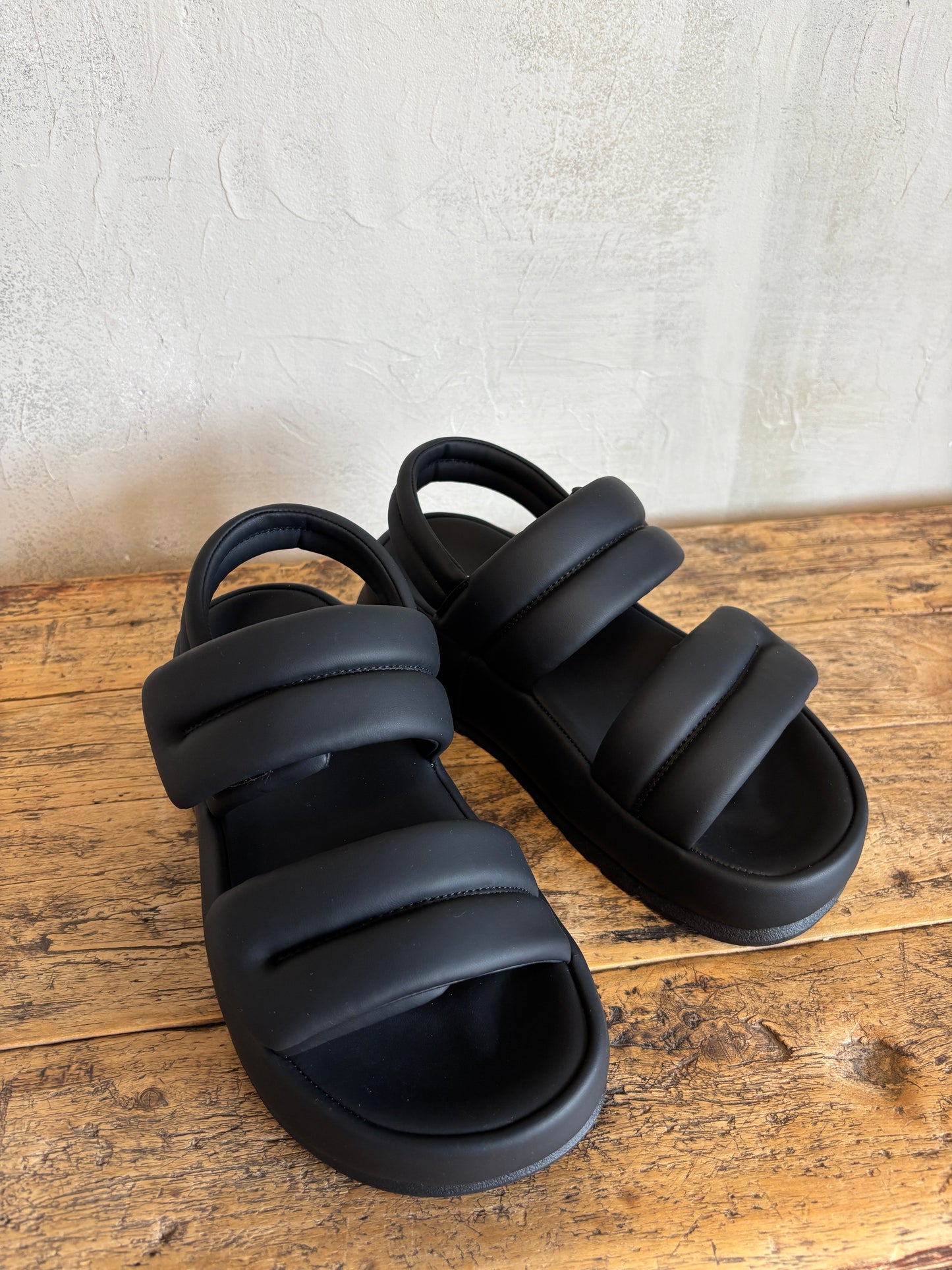 Puffer Sling Back Platform in Black
