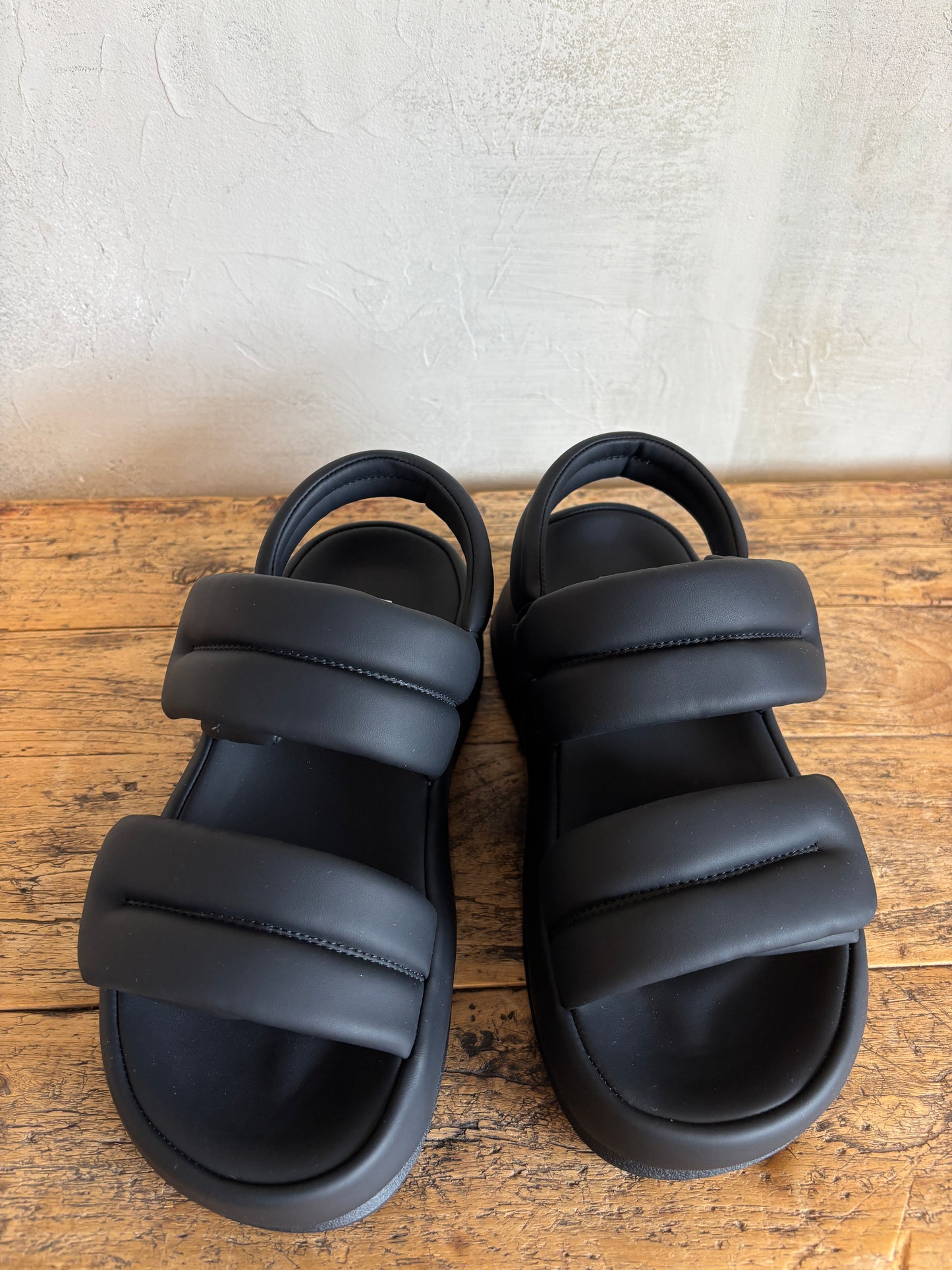 Puffer Sling Back Platform in Black