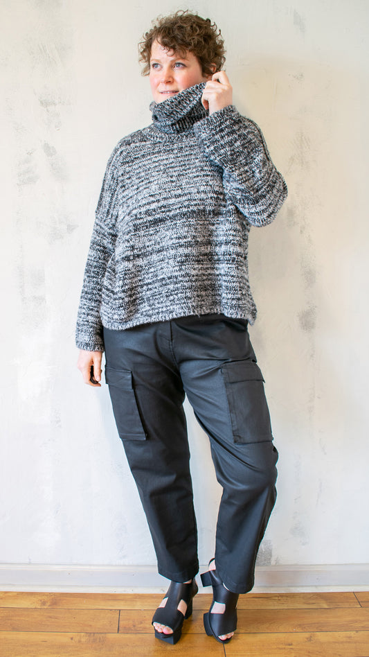 Salt and Pepper Turtleneck Sweater