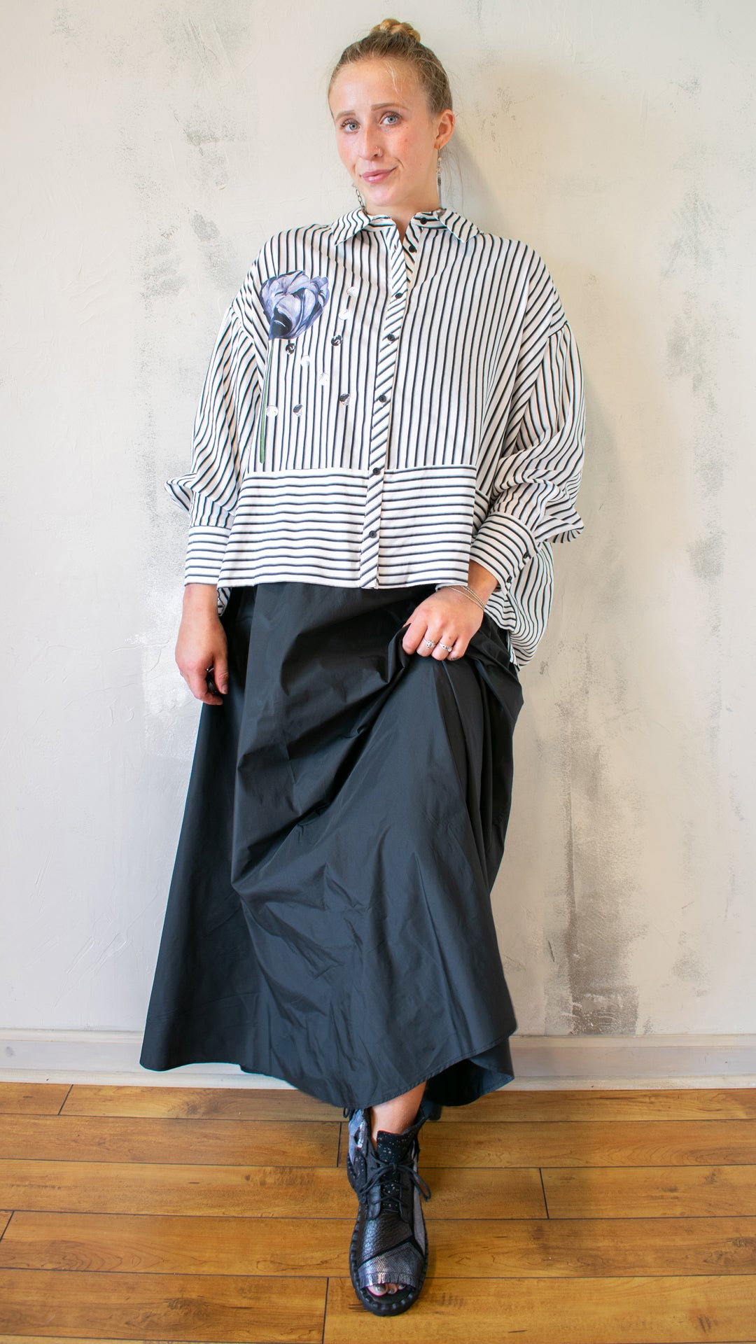 Printed Rose Button Down