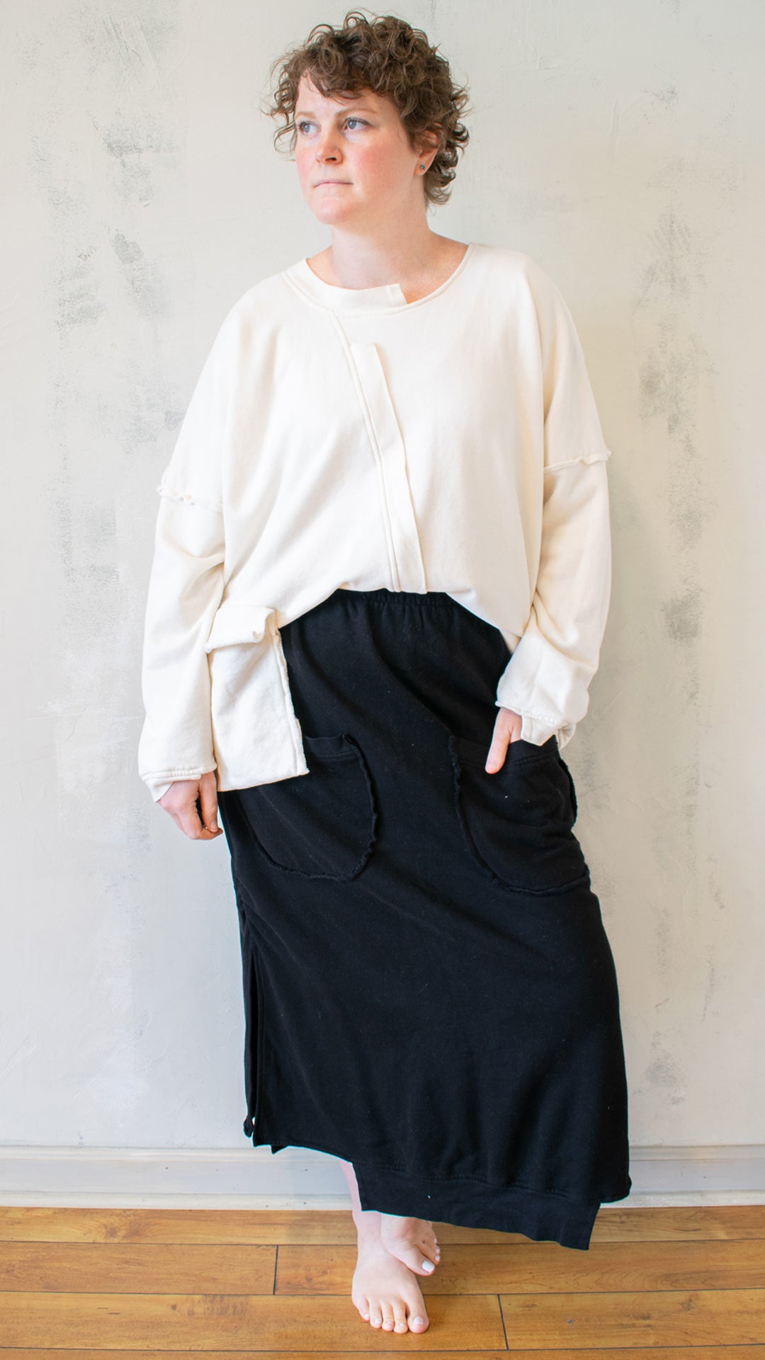 Straight Cotton Fleece Skirt