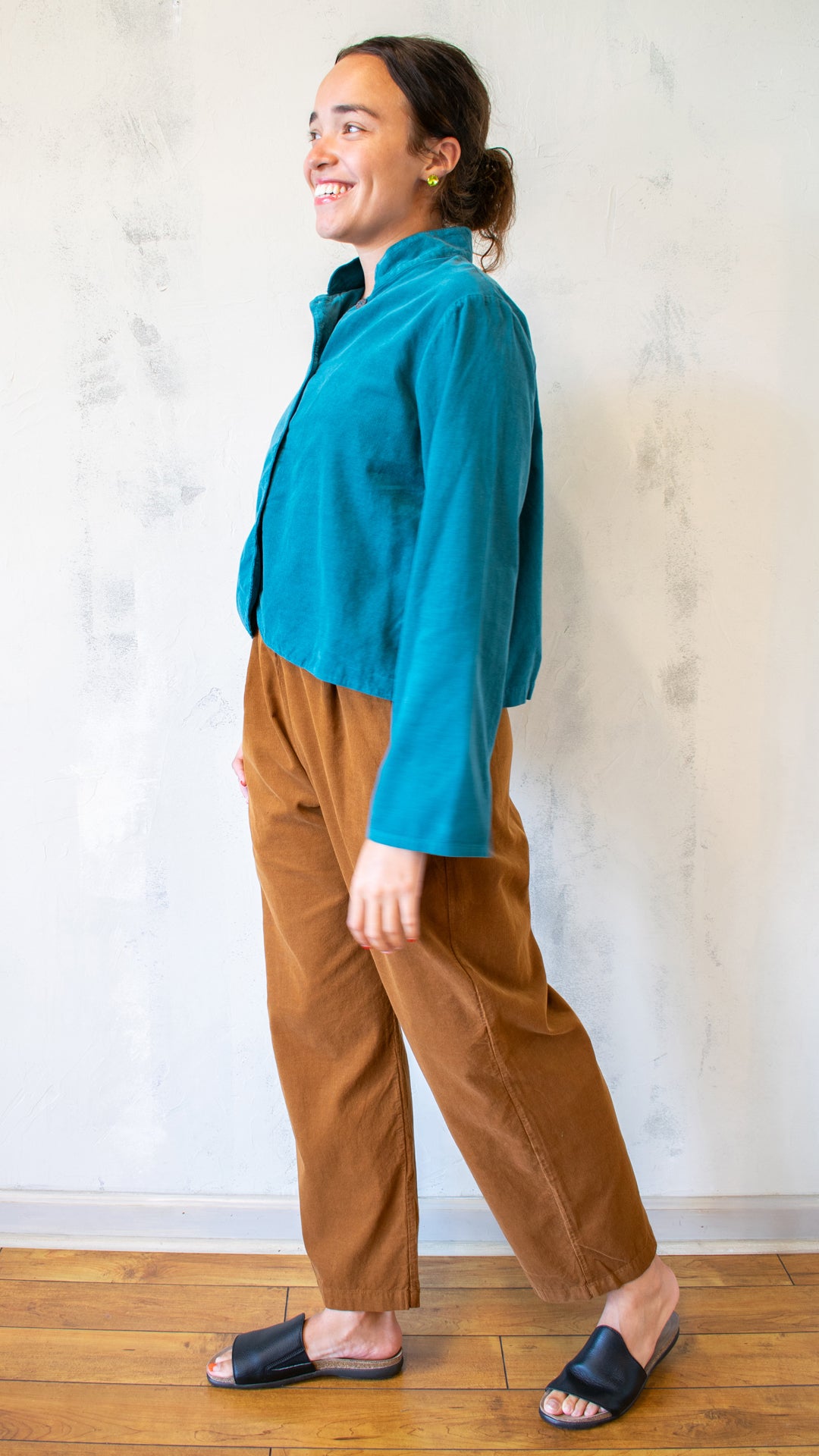 Crop Mandarin Jacket in Pinwale Corduroy (Multiple Colors)