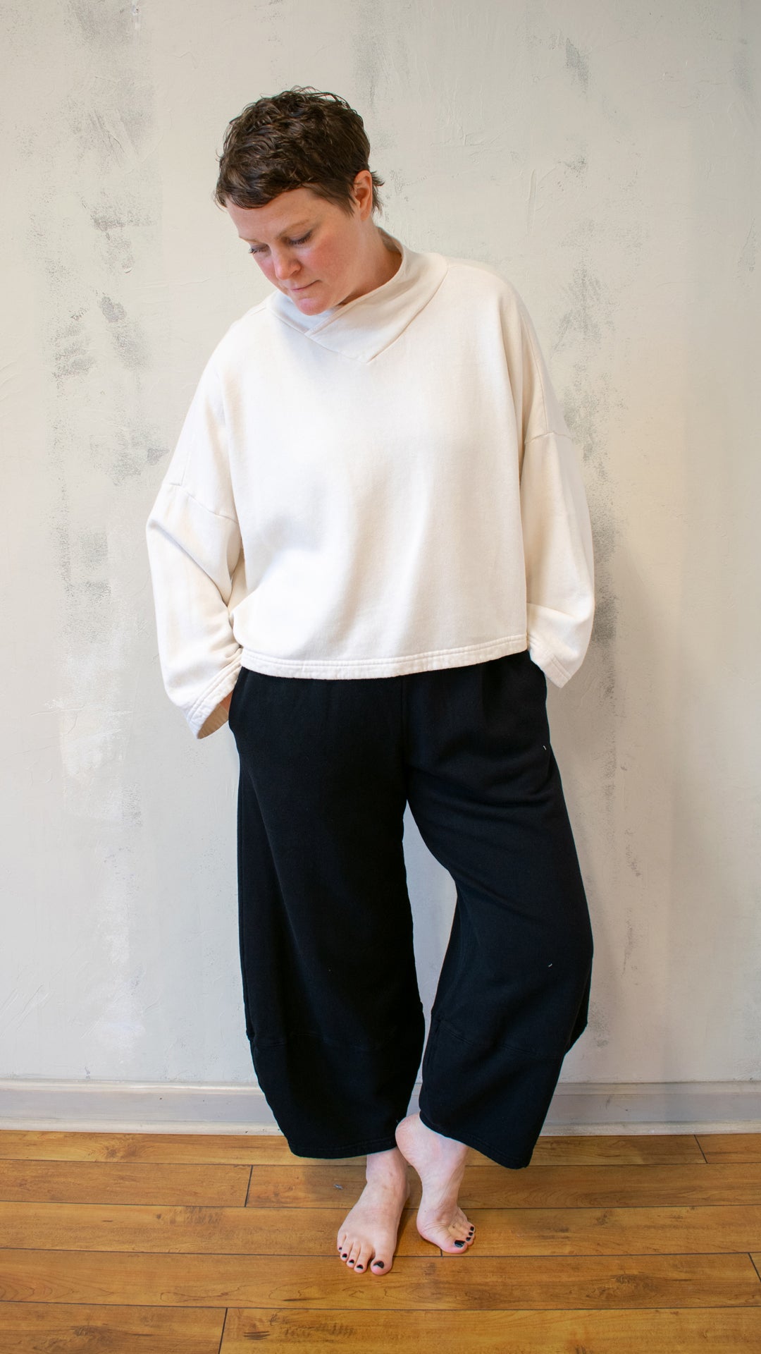 Crop V-Neck Fleece (Multiple Colors)