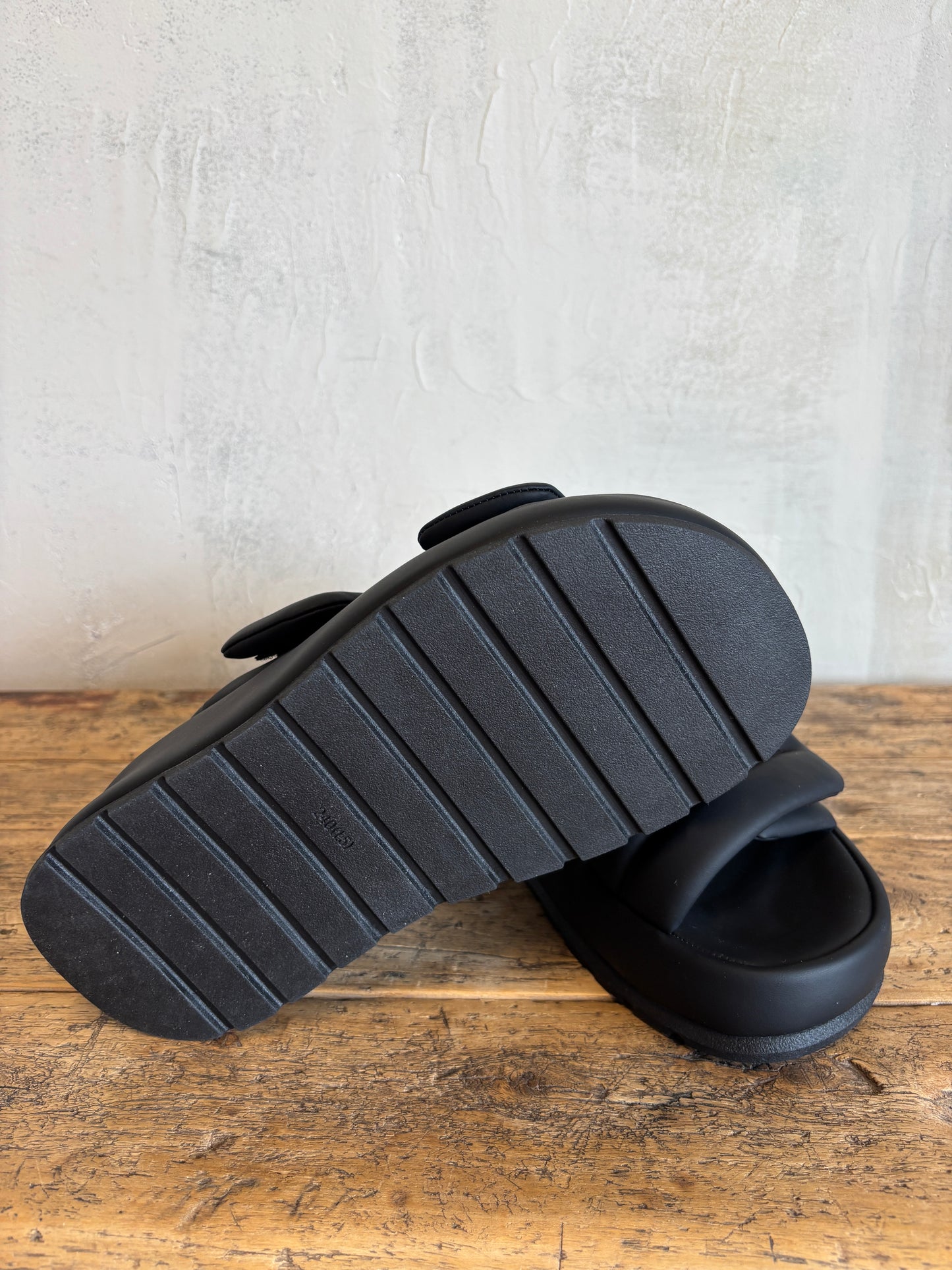 Puffer Sling Back Platform in Black