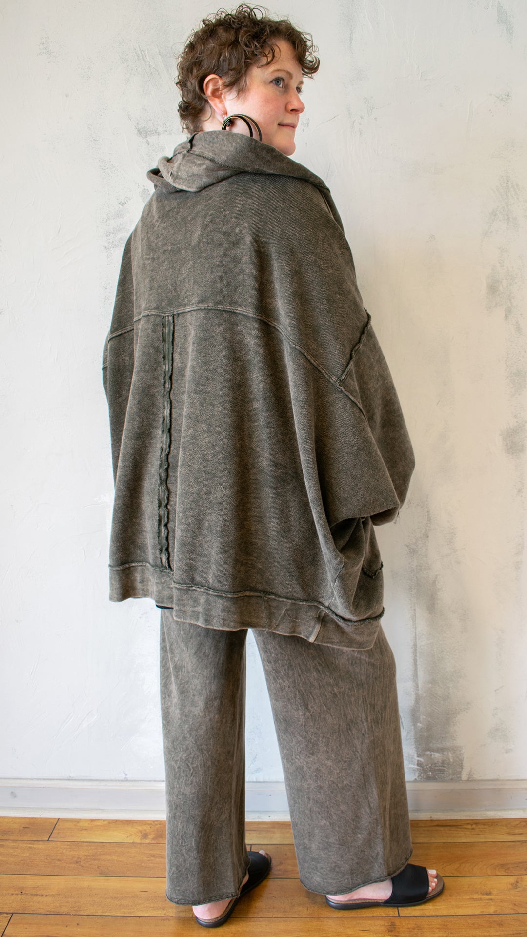 Cocoon Coat in Olive Melange