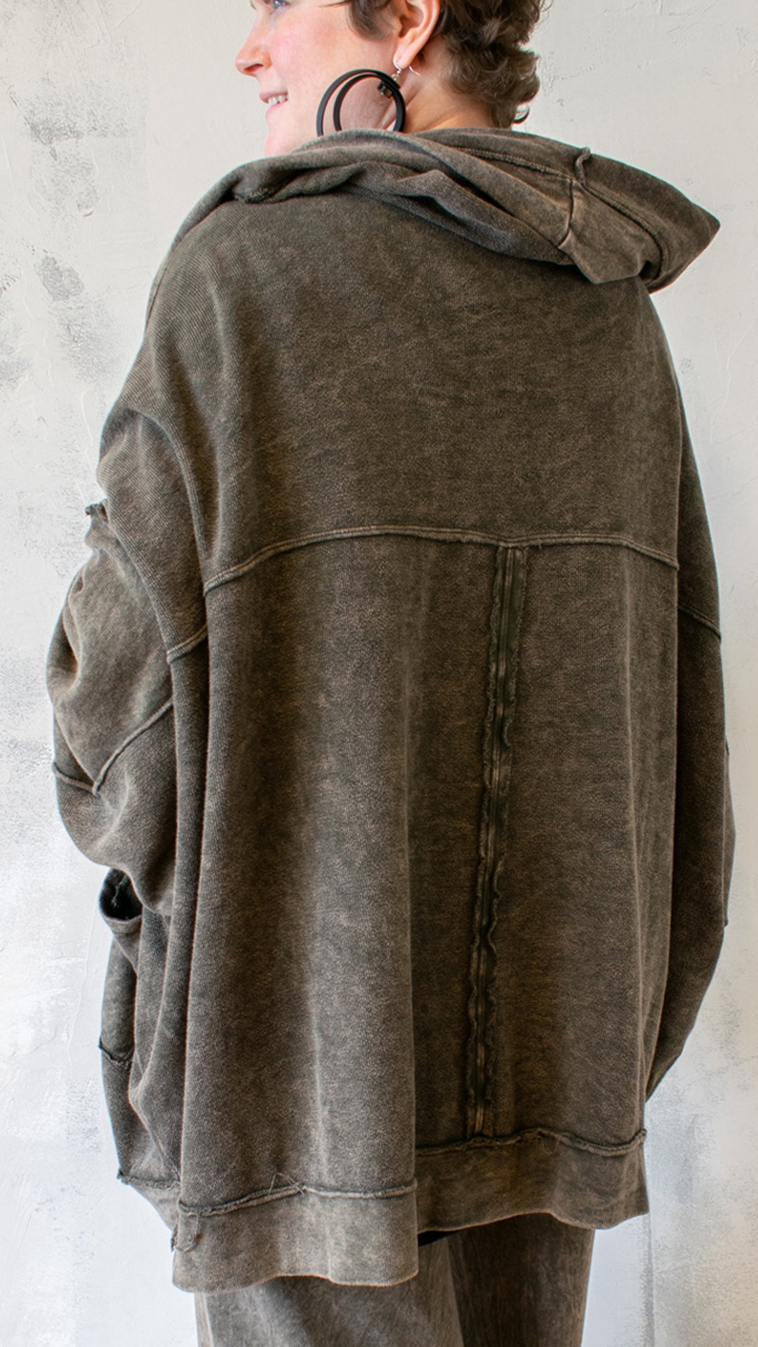 Cocoon Coat in Olive Melange
