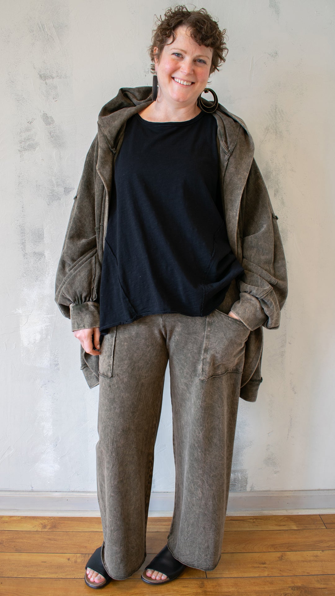 Cocoon Coat in Olive Melange