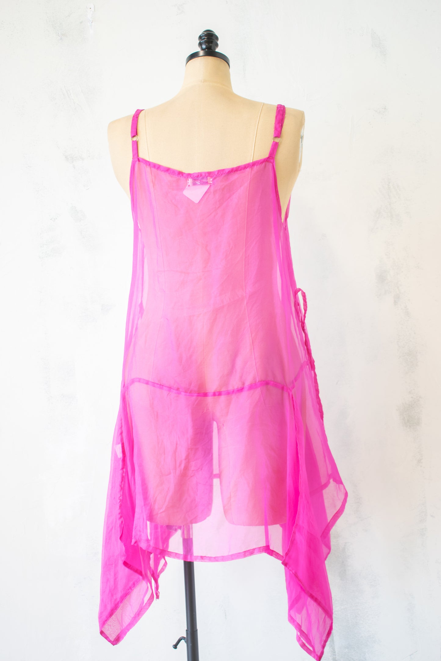 Krista Larson; Sheer Hot Pink Slip Tunic