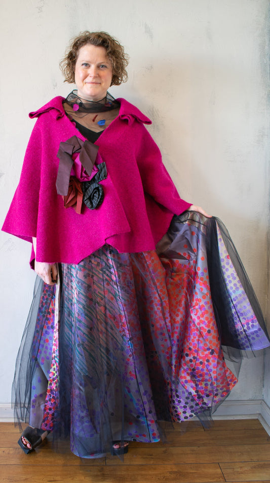 Fuchsia Flower Cape Jacket