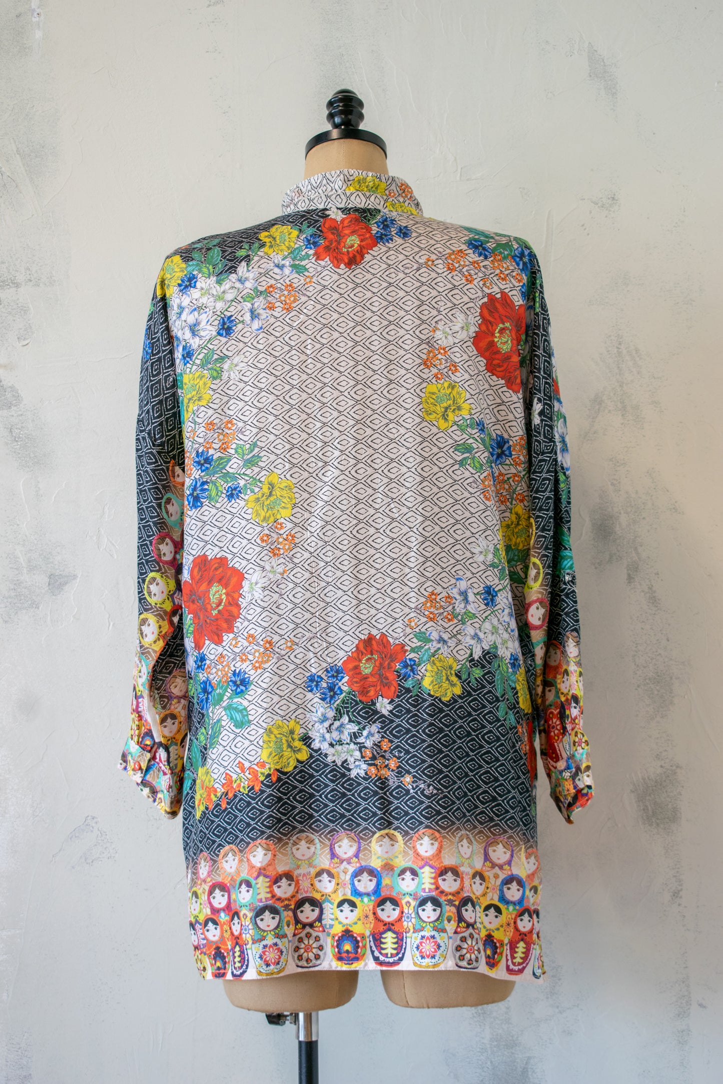 Johnny Was; Chinoiserie Printed Silk Blouse