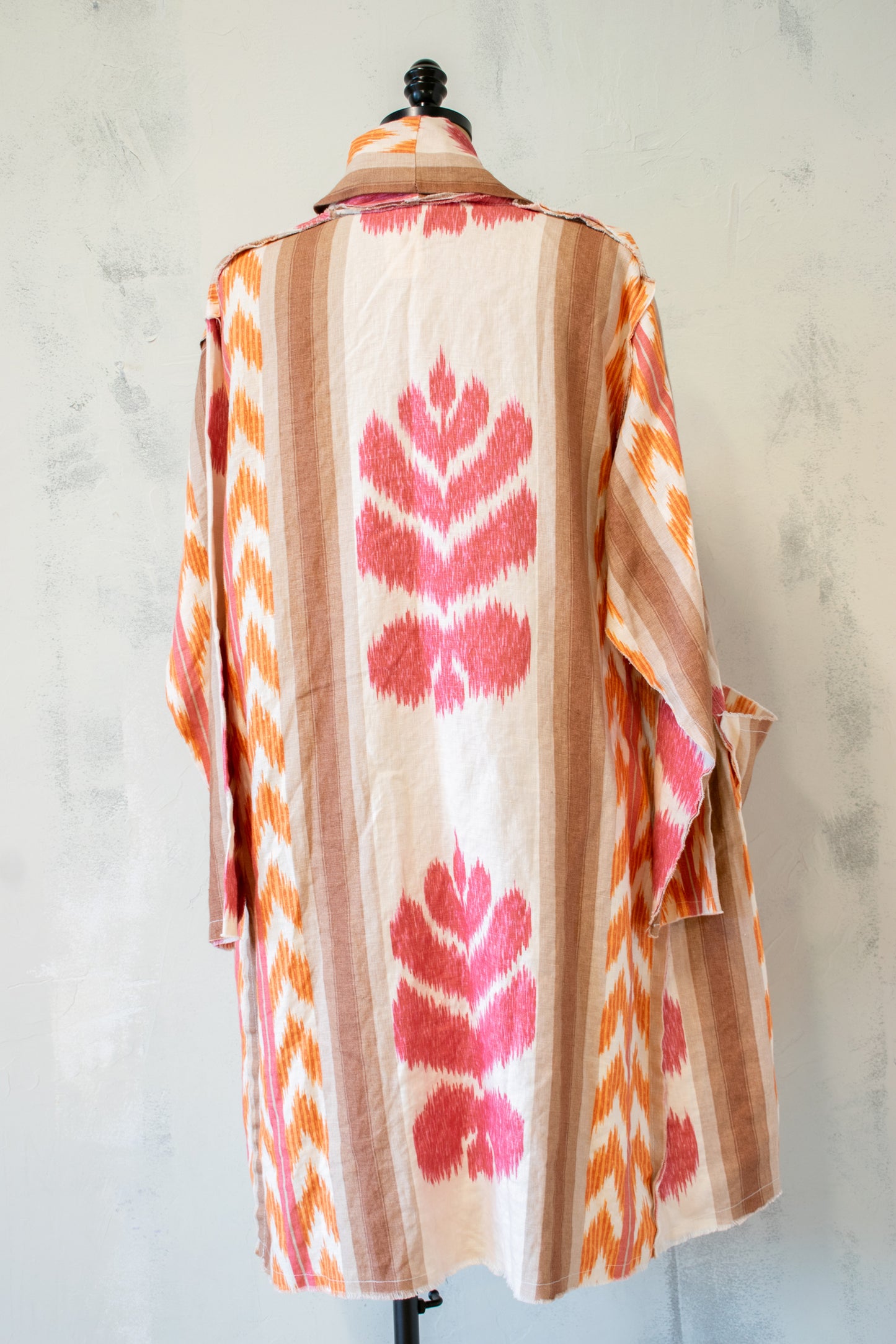Krista Larson; Billowy Coat in Ikat Cotton/Ramie