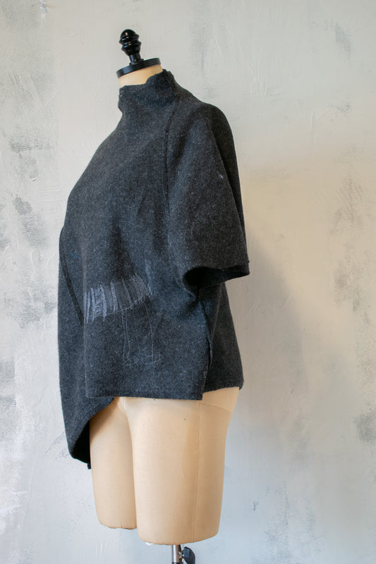 Luukaa; Wool Blend Topper with Dog Drawing