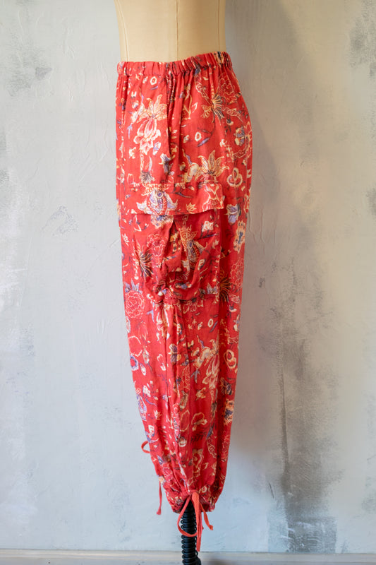 Krista Larson; Printed Linen Cargo Pant