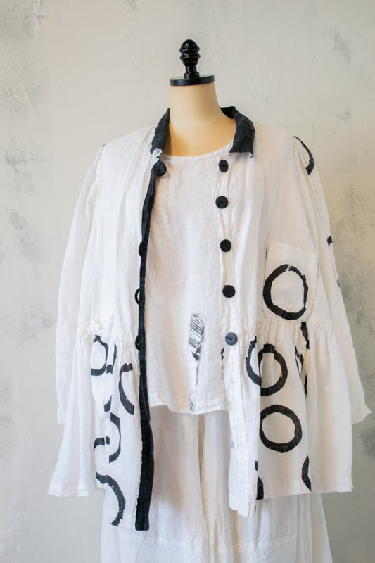 Mara Gibbucci; Black and White Linen Jacket