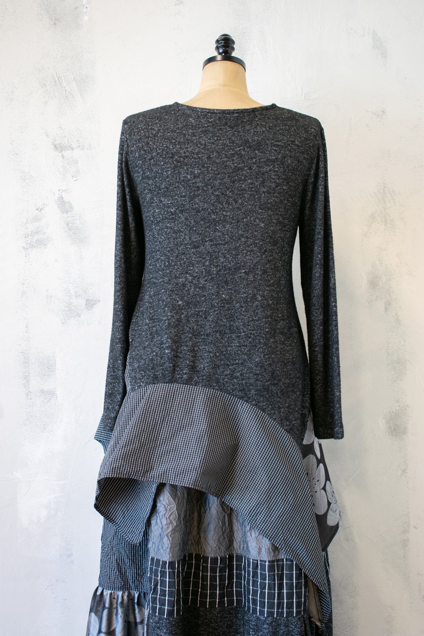 Alembika; Knit Top with Silver and Grey Handkerchief Hem