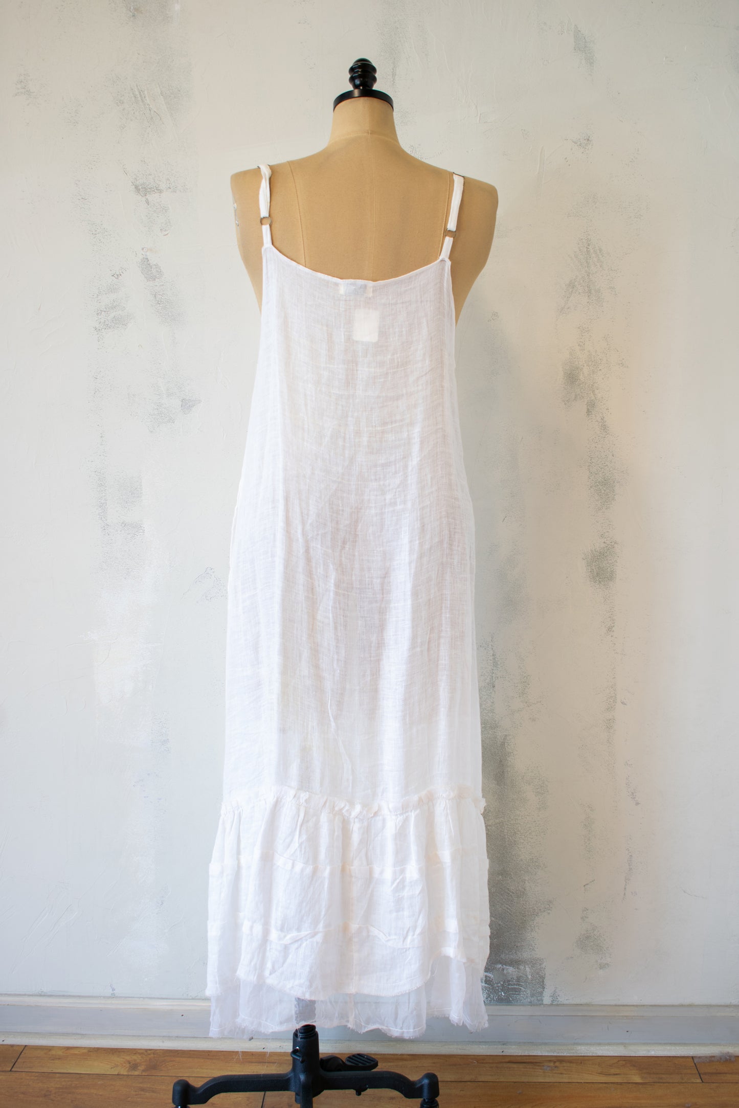 Krista Larson; Straight Linen Slip with Tulle Hem