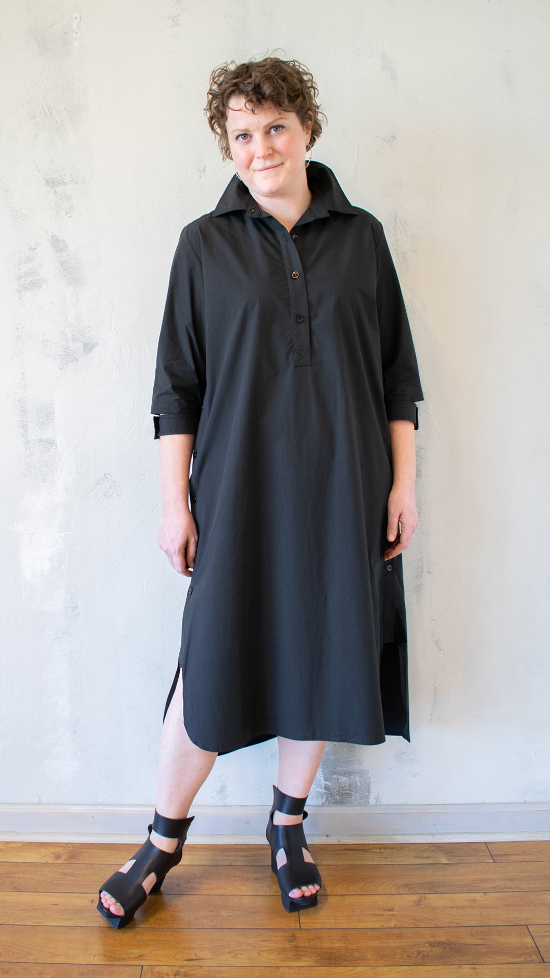 Cate Shirt Dress in Black