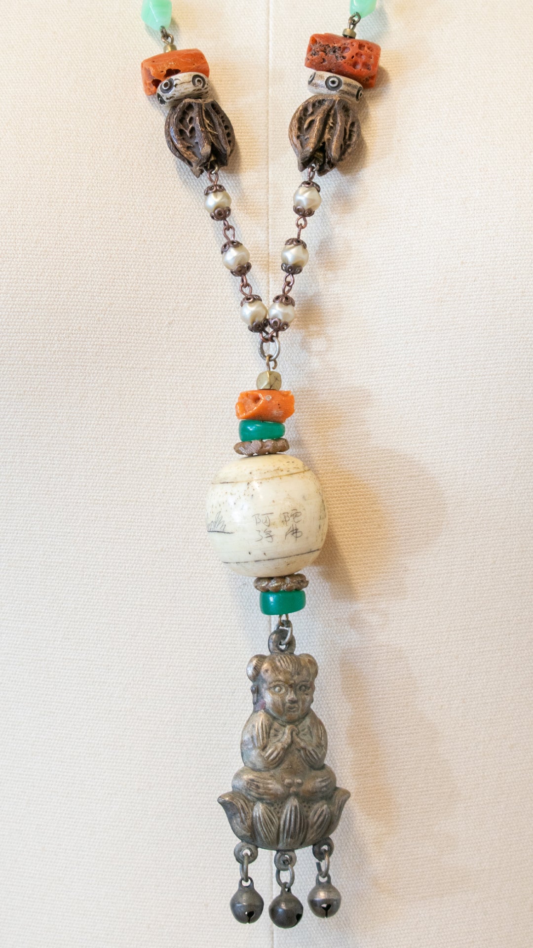 Long Necklace with White Stone Bead