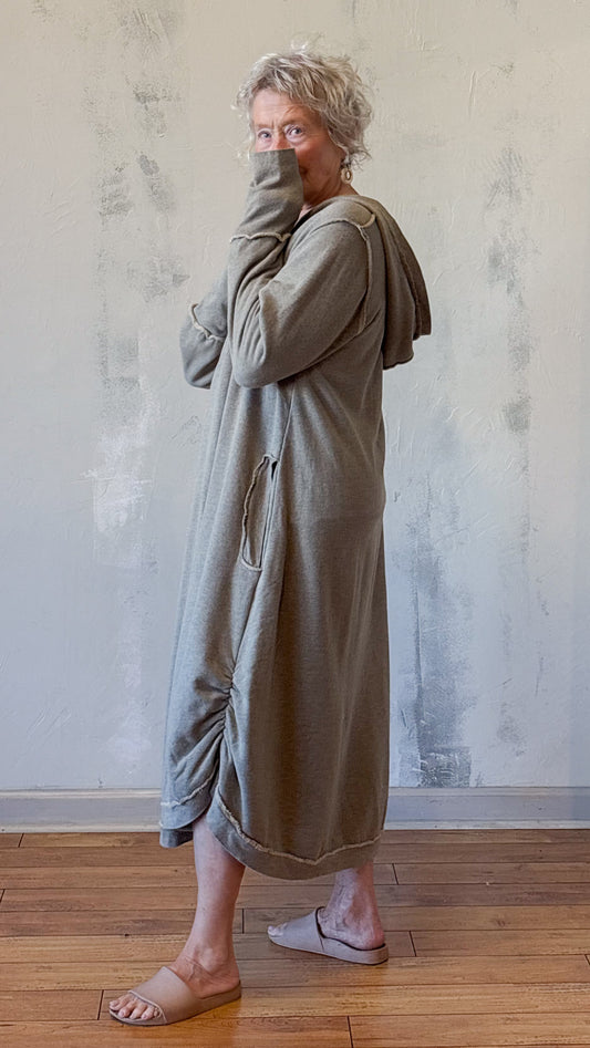 Hooded V-Neck Dress
