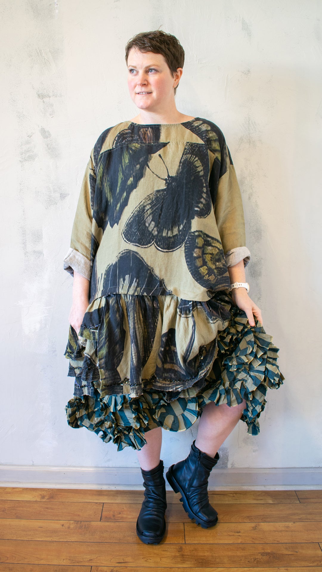 Staccato Dress Long Sleeve in Dark Butterfly
