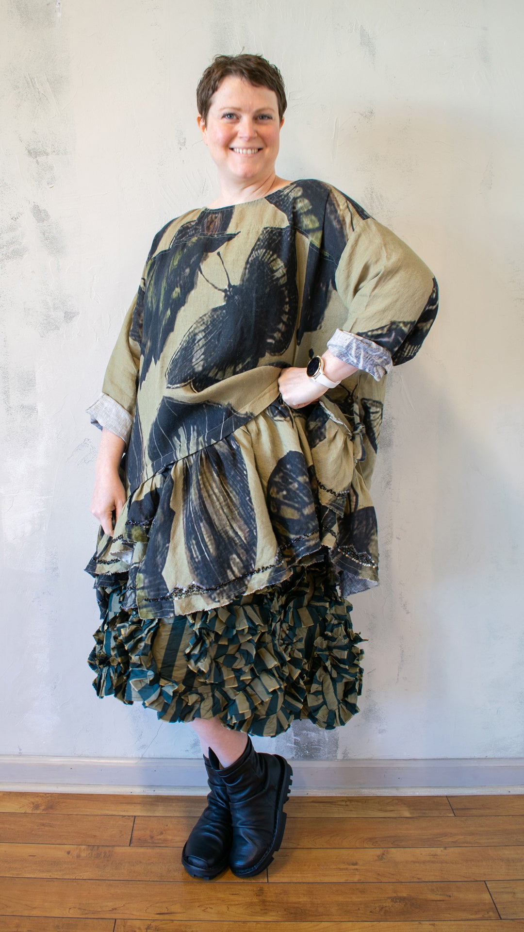 Staccato Dress Long Sleeve in Dark Butterfly