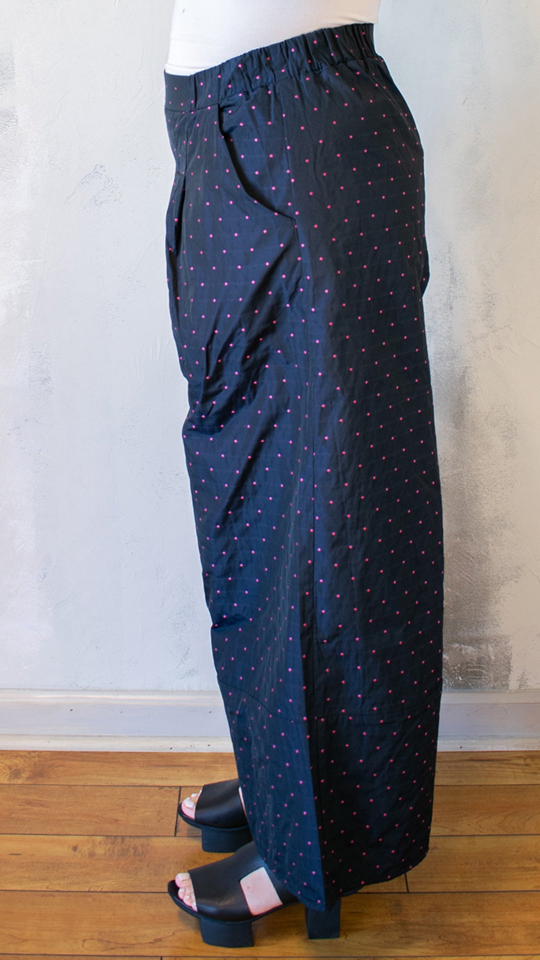 Wide Leg Polka Dot Taffeta Pant