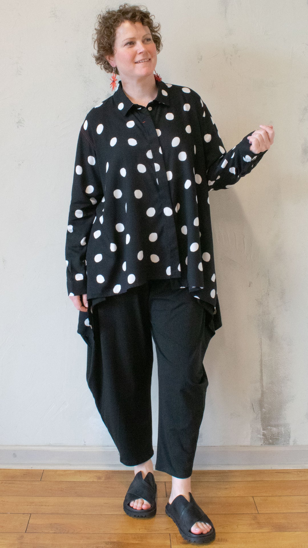 Polka Dot Button Down Swing Top