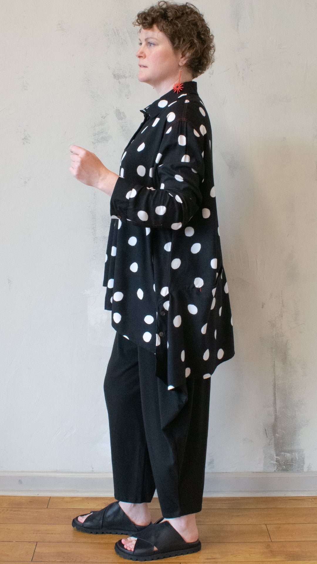 Polka Dot Button Down Swing Top