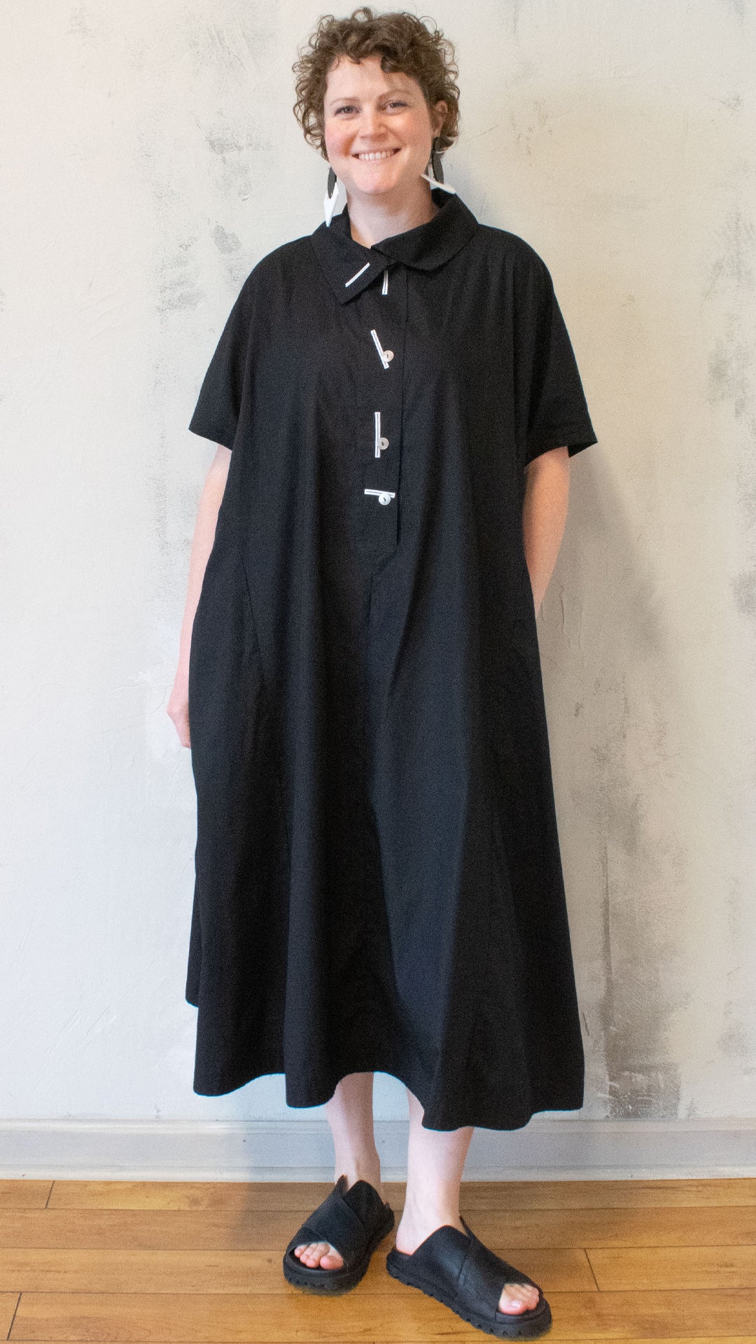 Exaggerated Buttonhole Henley Dress