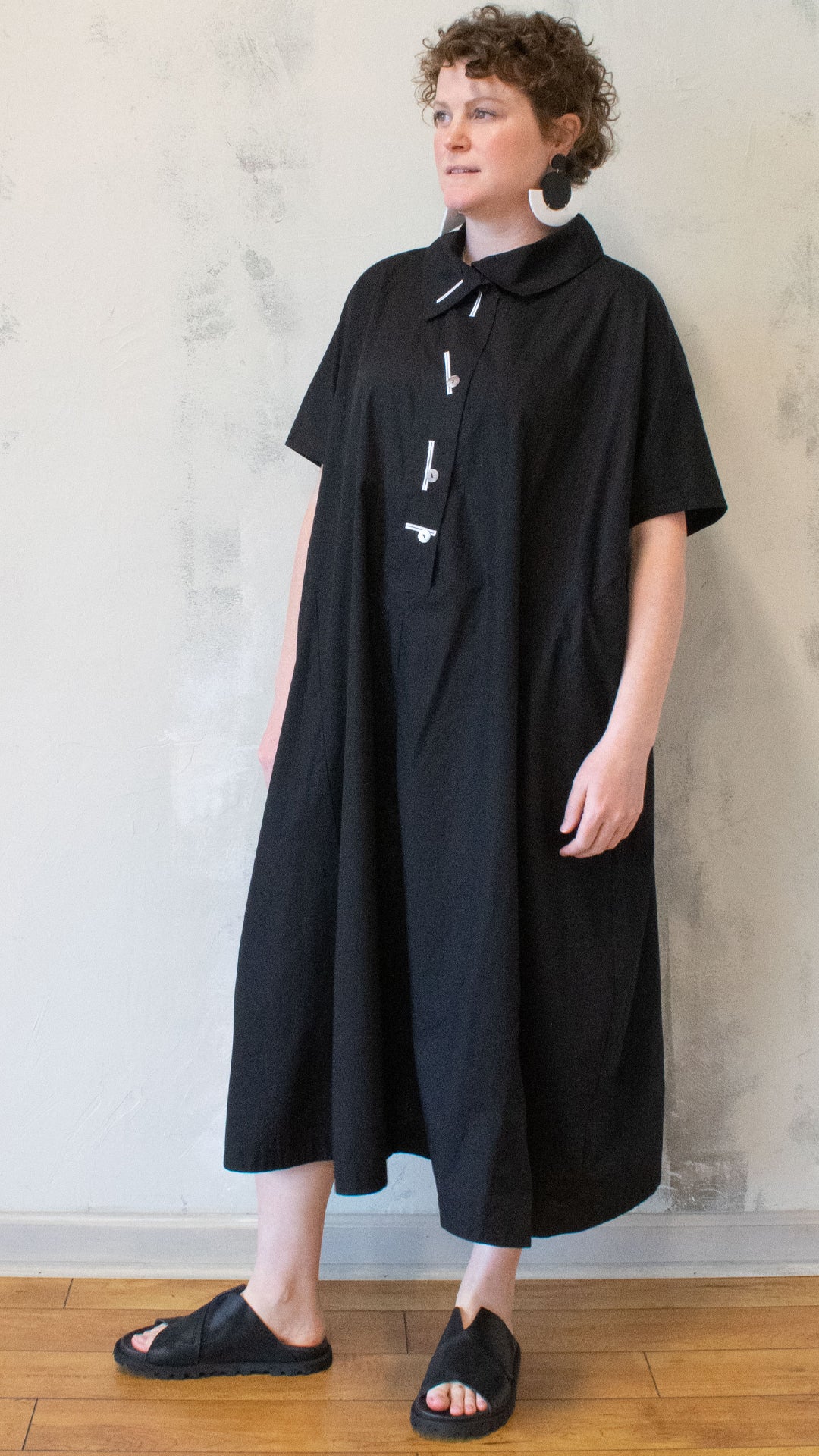 Exaggerated Buttonhole Henley Dress