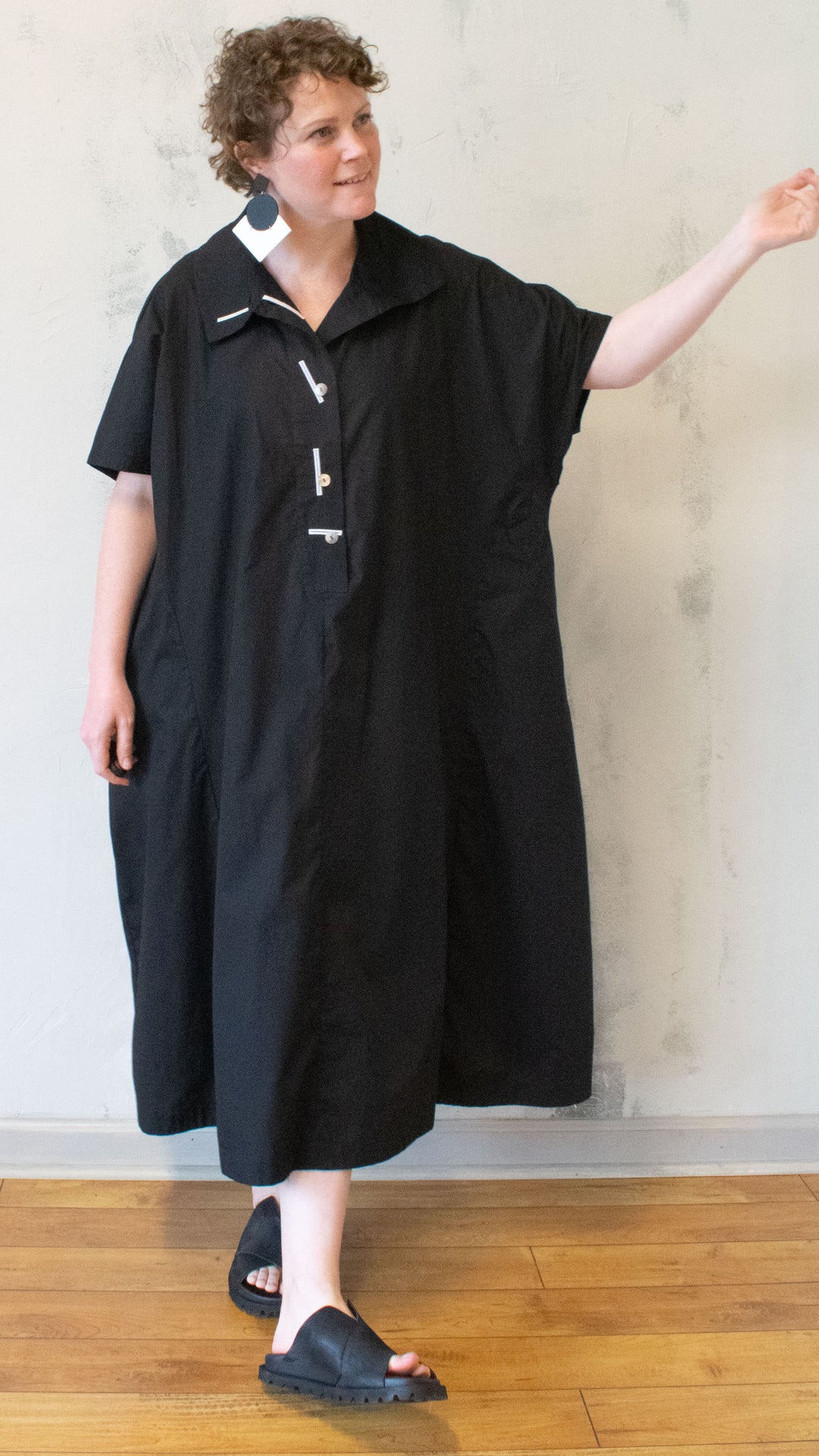 Exaggerated Buttonhole Henley Dress