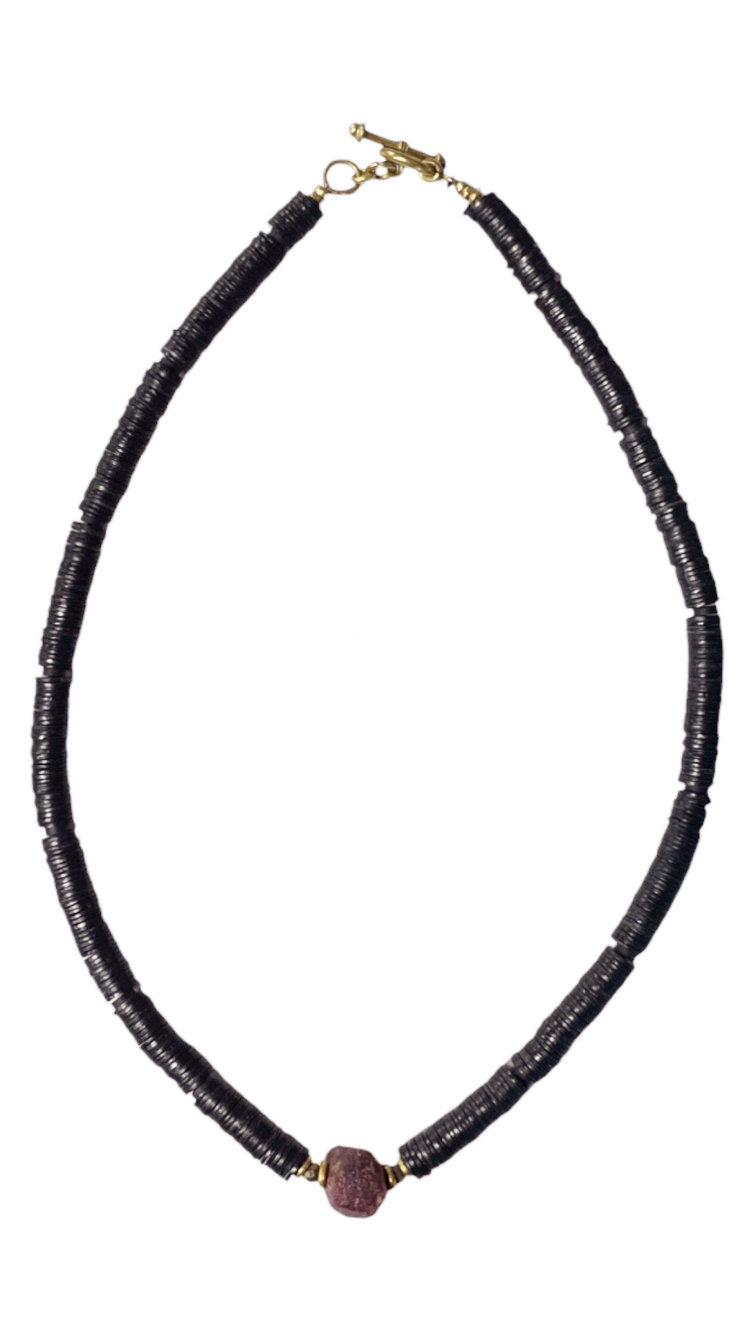 Black Vinyl and Raw Garnet Choker