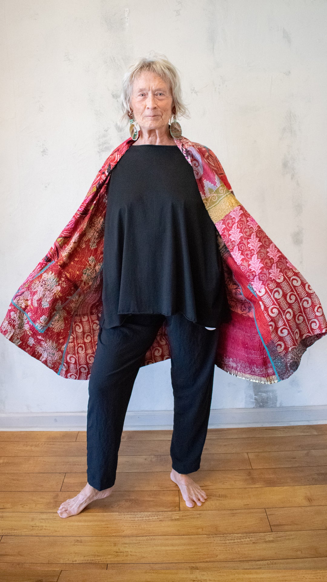 SV2003-0385A VINTAGE SILK KANTHA A-LINE JKT