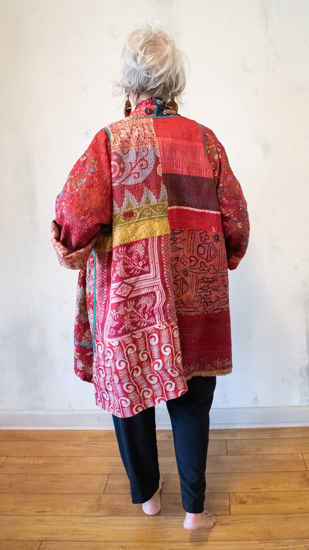 SV2003-0385A VINTAGE SILK KANTHA A-LINE JKT