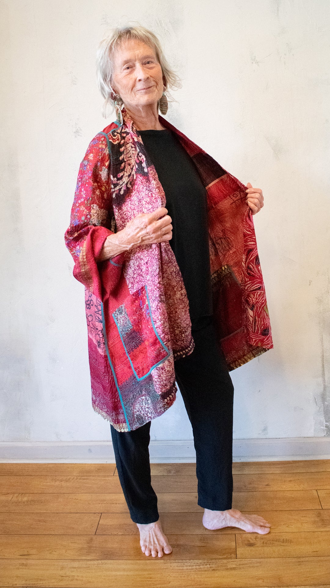 SV2003-0385A VINTAGE SILK KANTHA A-LINE JKT