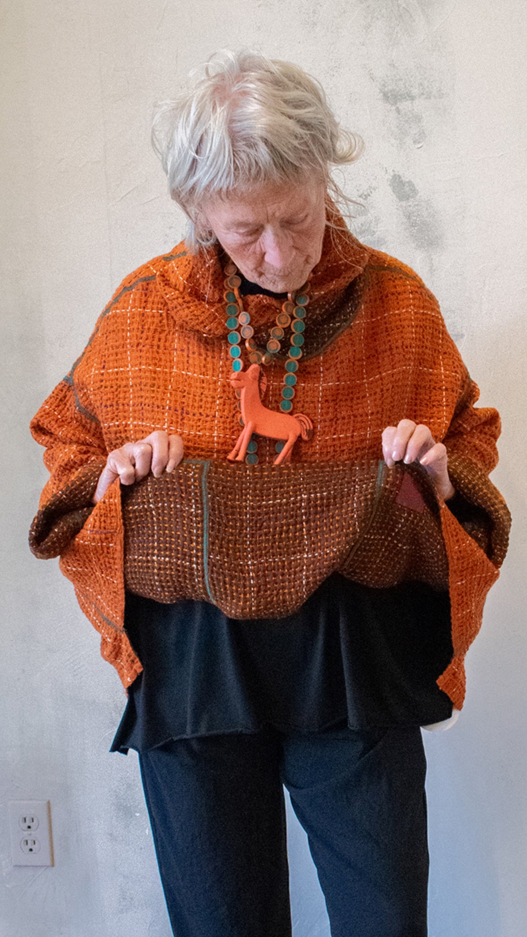 WOOL WAFFLE KANTHA NEW COWL PONCHO