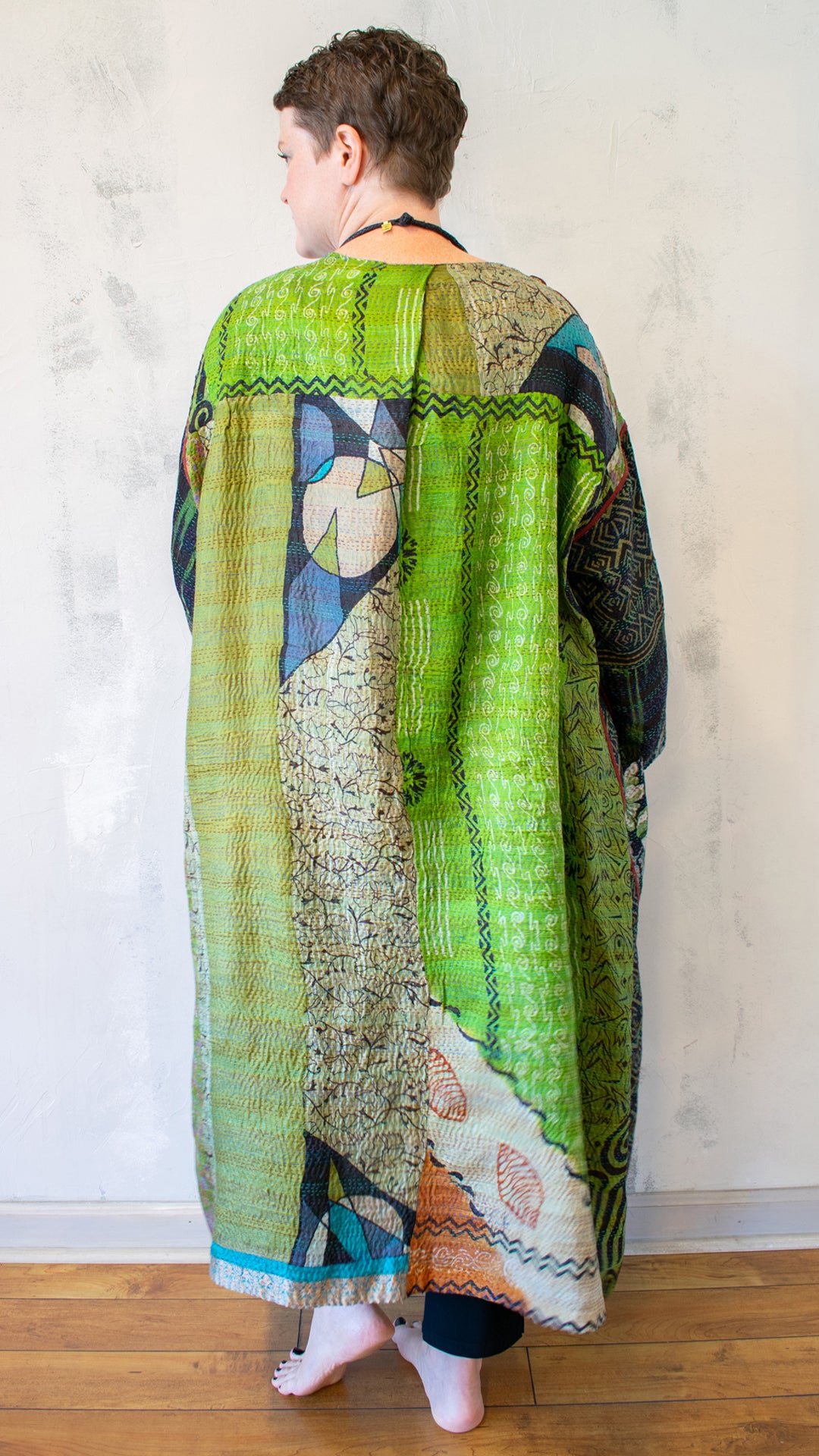 SV2328-0010A VINTAGE SILK KANTHA LONG DUSTER