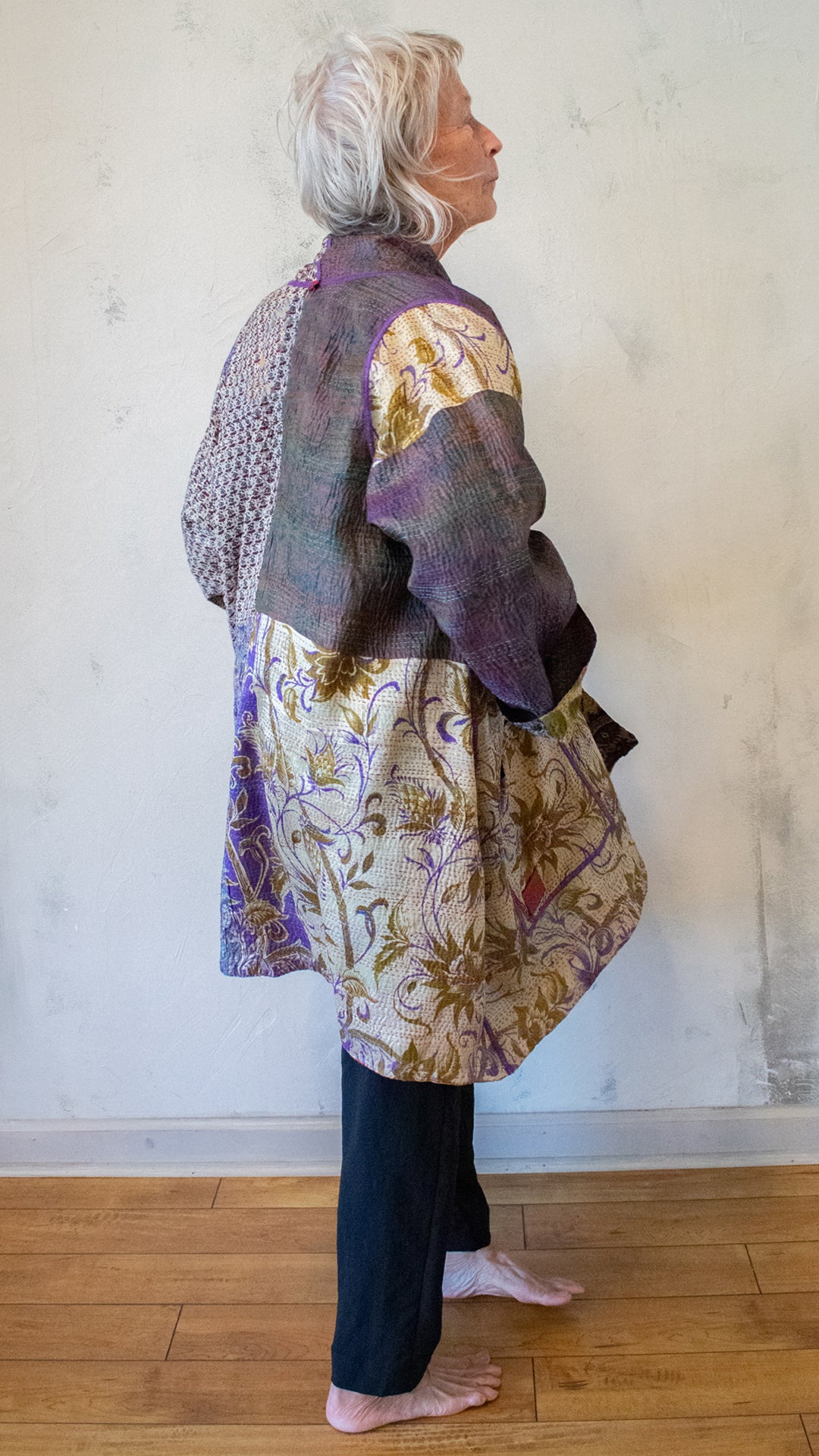 SV2003-0399A VINATGE SILK KANTHA A-LINE JACKET