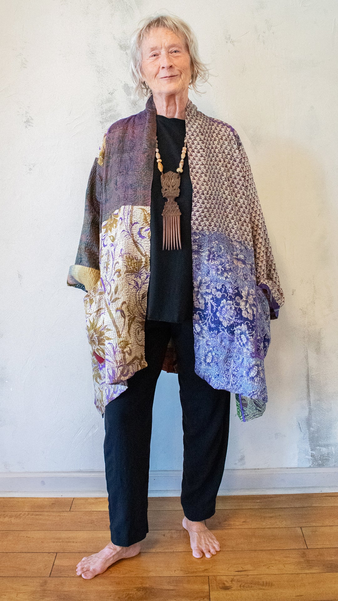 SV2003-0399A VINATGE SILK KANTHA A-LINE JACKET