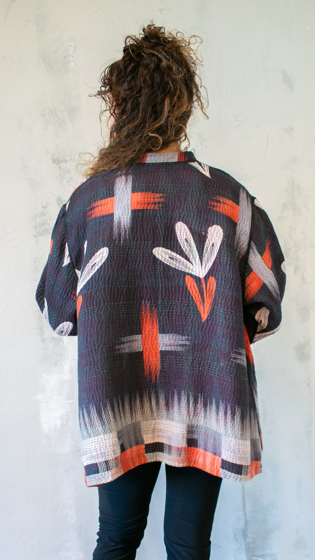 CV4088-003L VINTAGE COTTON KANTHA POCKET MEDIUM COAT