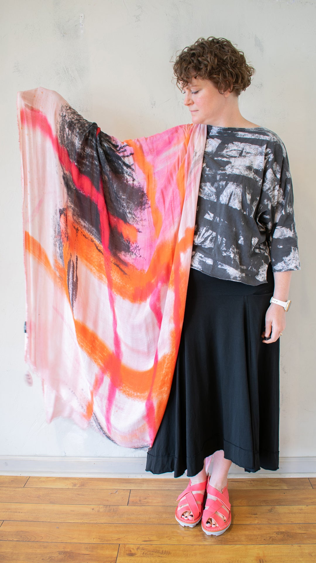 Large Pink and Black Scarf