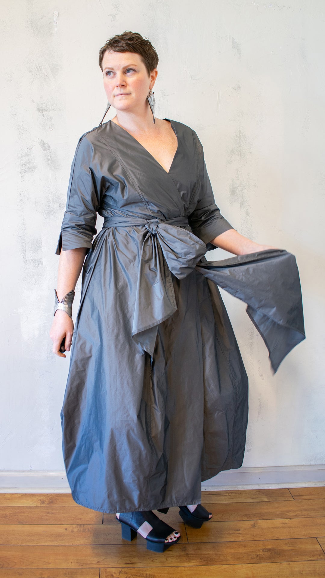 Irulan Coat Dress in Silver