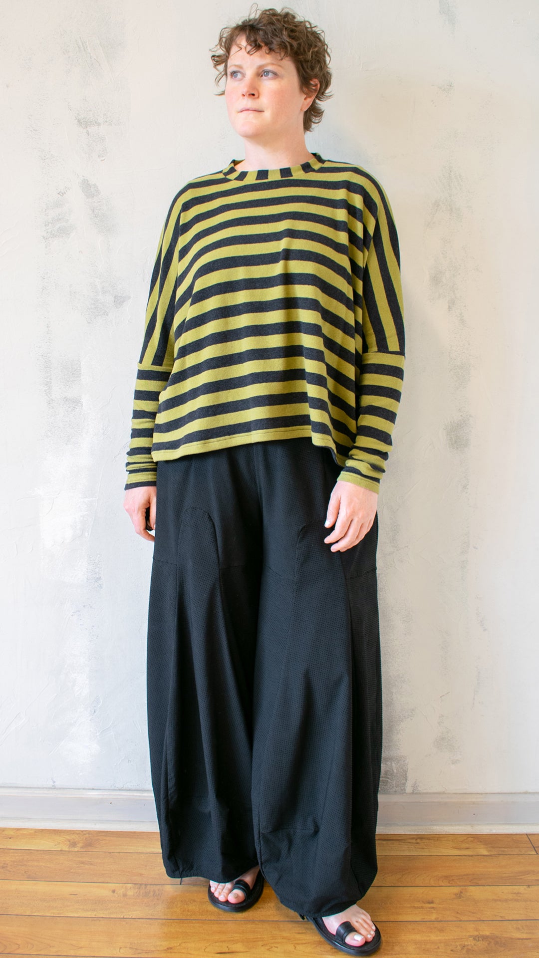 Olive Stripe Boxy Pullover