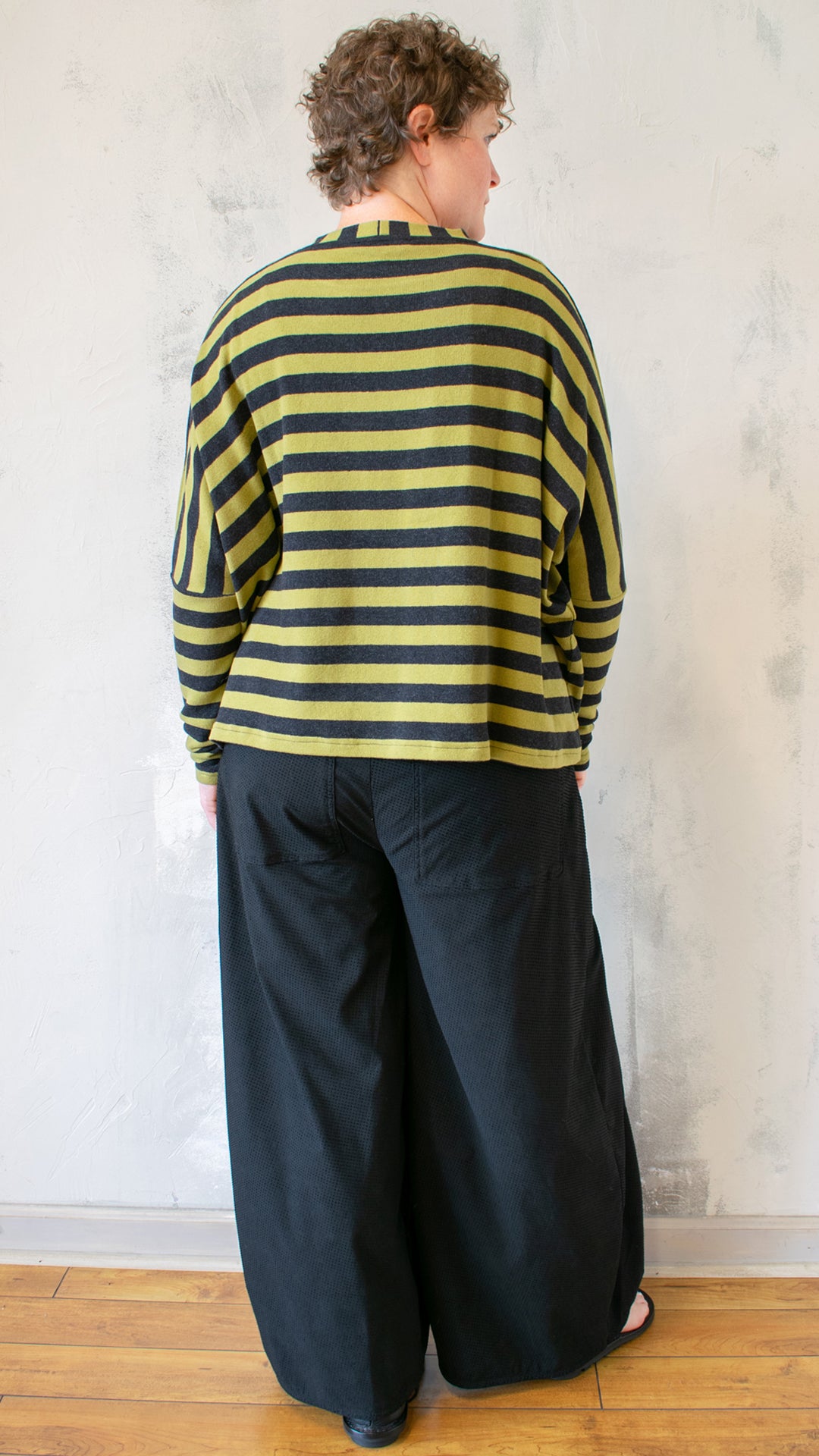 Olive Stripe Boxy Pullover