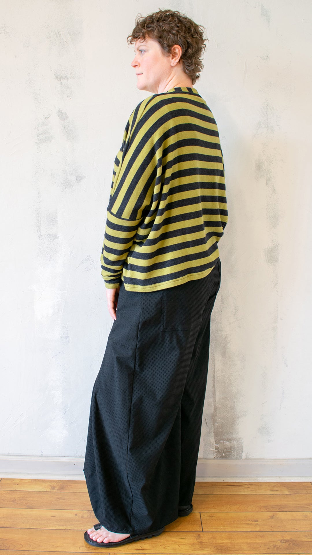 Olive Stripe Boxy Pullover