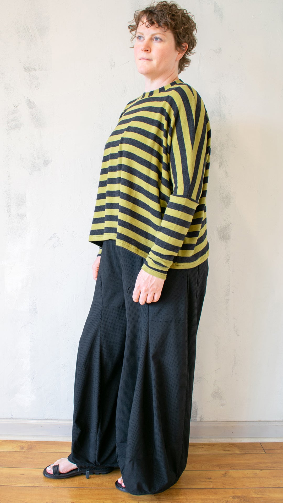 Olive Stripe Boxy Pullover