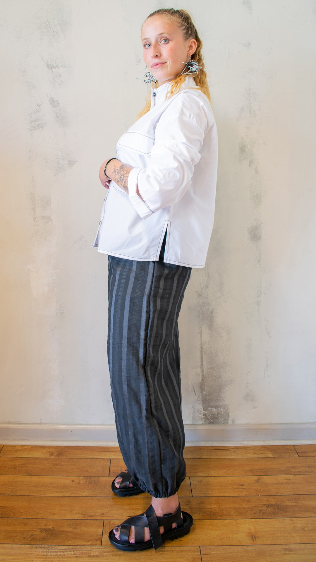 Contrast Top Stitch Button Up (Multiple Colors)
