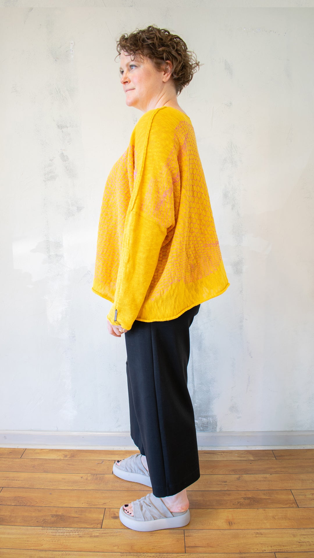 Bota Sweater in Yellow with Pink Mesh