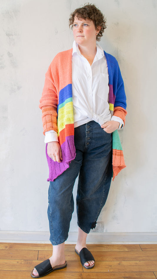 Deep V Cardigan in Bright Multi